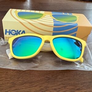 Hoka Yellow Sunglasses with Blue Lenses